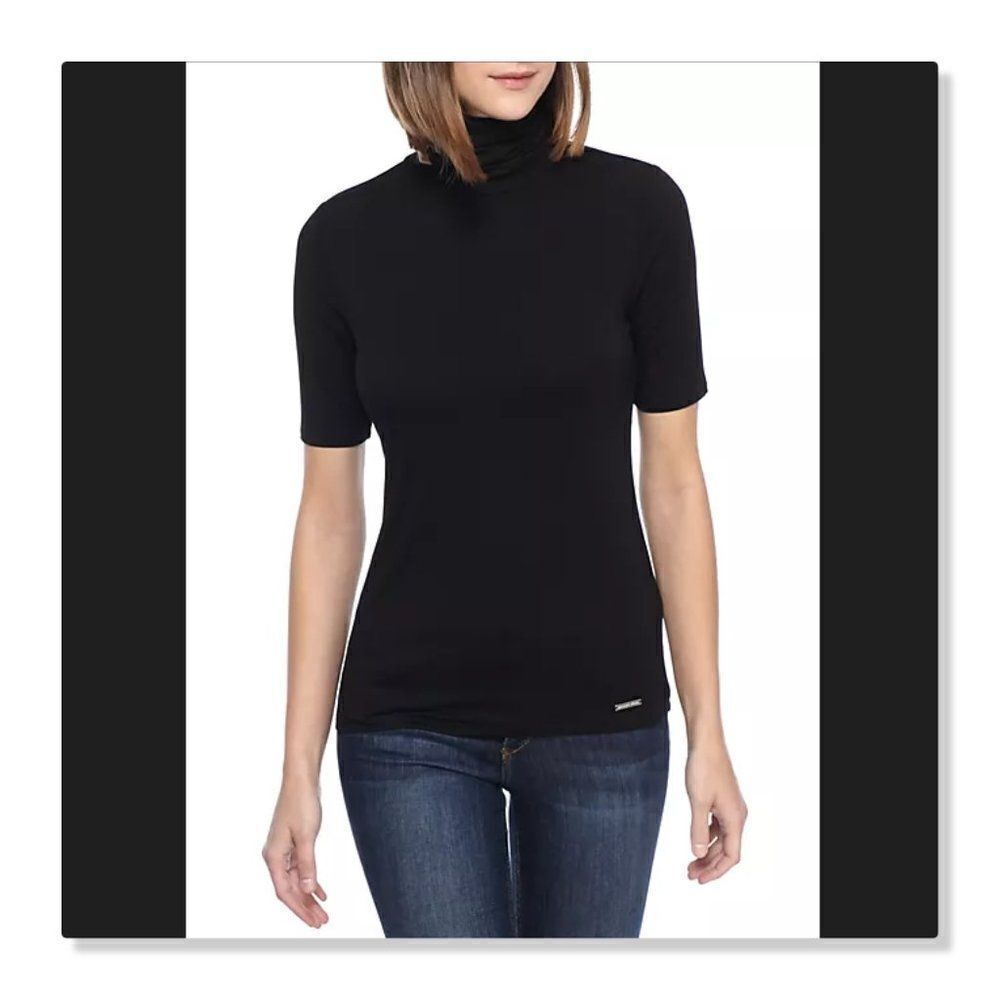 Michael Kors Mock-Neck Solid Jersey Top - size Medium in Black